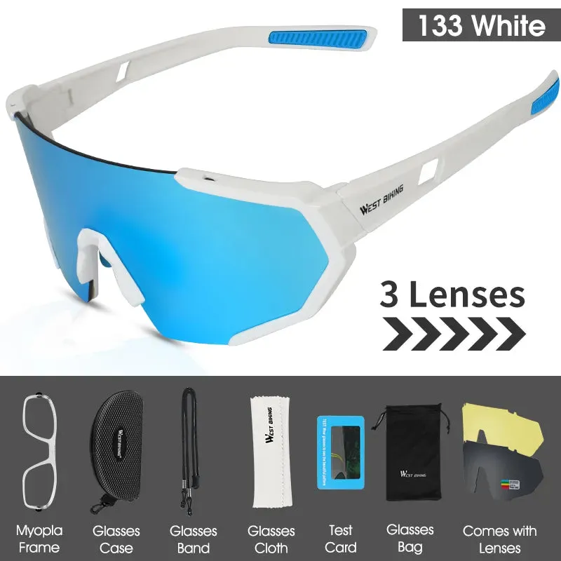 3 Lens Polarized Cycling Sunglasses UV400 Sports Bicycle Glasses MTB Mountain Fishing Hiking Men Women Sunglasses