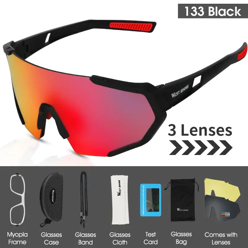 3 Lens Polarized Cycling Sunglasses UV400 Sports Bicycle Glasses MTB Mountain Fishing Hiking Men Women Sunglasses