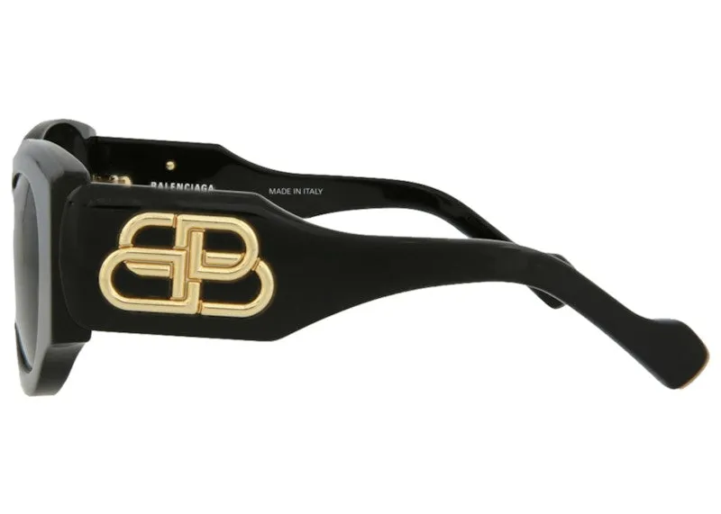 Balenciaga Round-Frame Acetate Sunglasses Black/Grey