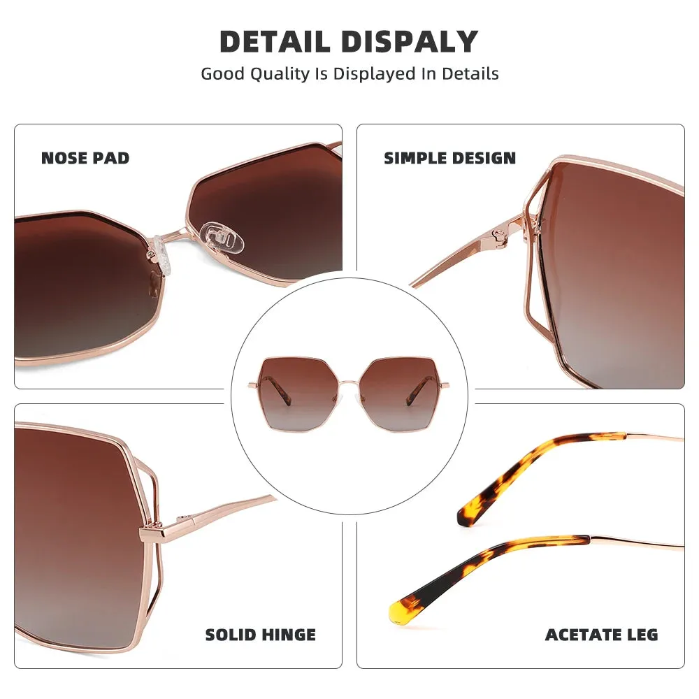 Big Square Polarized Sunglasses Womens Cat Eye UV400 Shades
