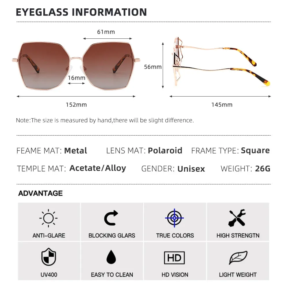 Big Square Polarized Sunglasses Womens Cat Eye UV400 Shades