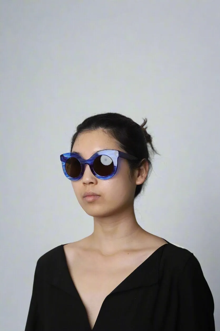 Blue cat eye sunglasses