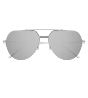 Bottega Veneta Women's Silver Aviator Sunglasses