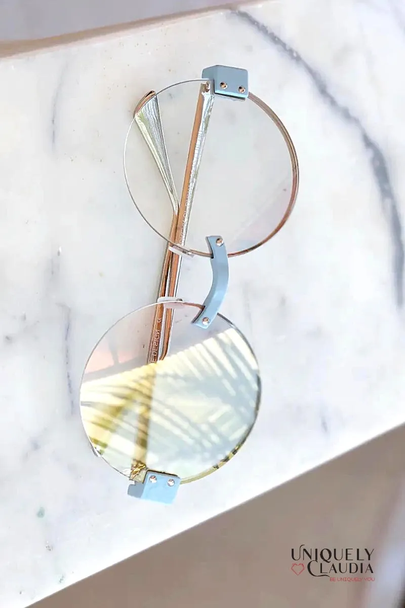 Break of Dawn Blue Oversized Round Sunglasses