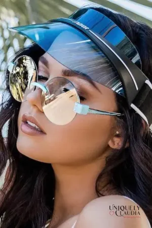 Break of Dawn Blue Oversized Round Sunglasses