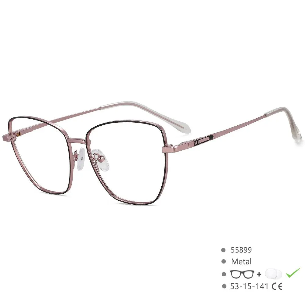 CCspace Unisex Full Rim Square Cat Eye Alloy Eyeglasses 55899