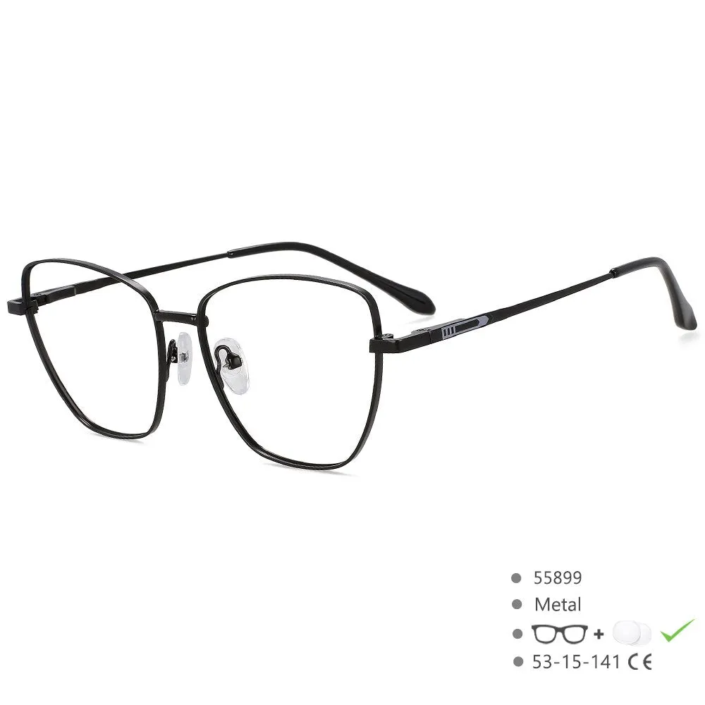 CCspace Unisex Full Rim Square Cat Eye Alloy Eyeglasses 55899