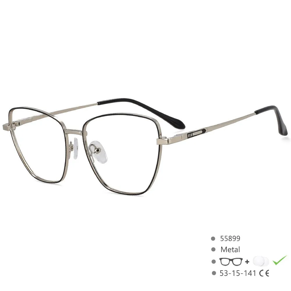 CCspace Unisex Full Rim Square Cat Eye Alloy Eyeglasses 55899