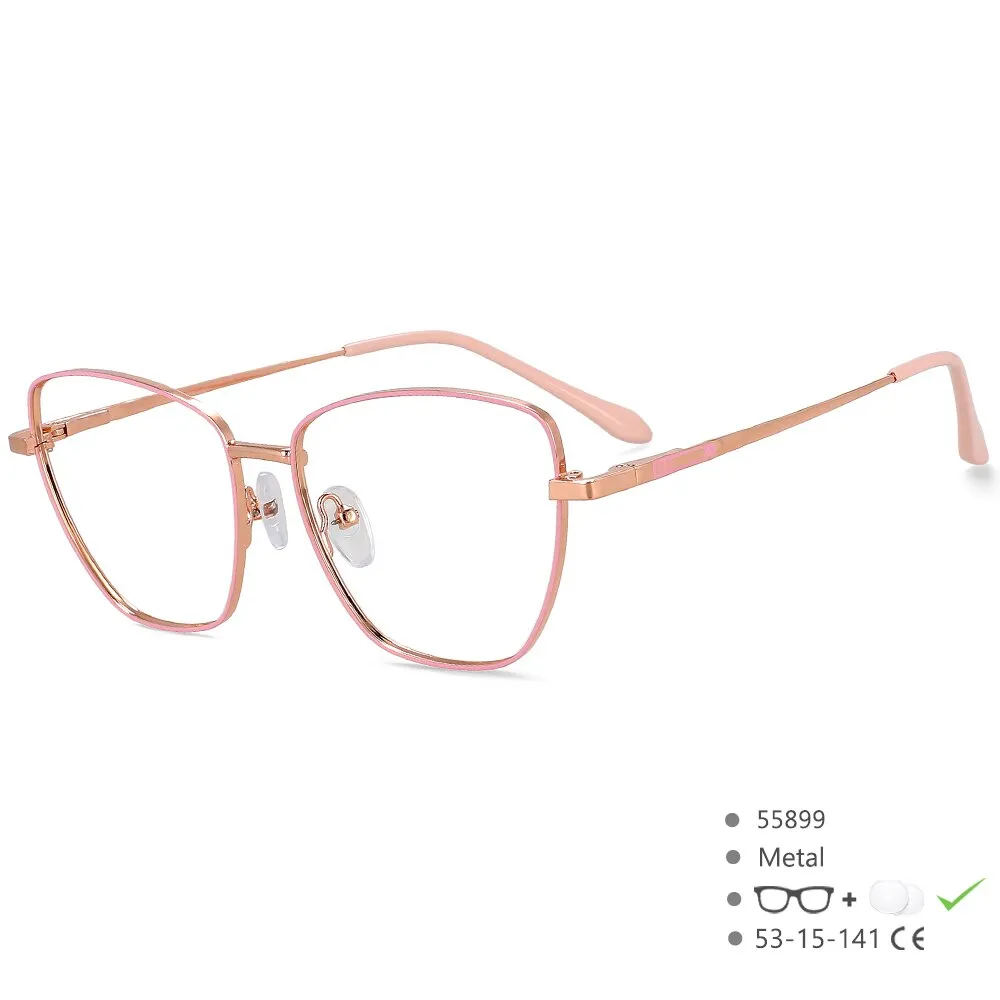 CCspace Unisex Full Rim Square Cat Eye Alloy Eyeglasses 55899