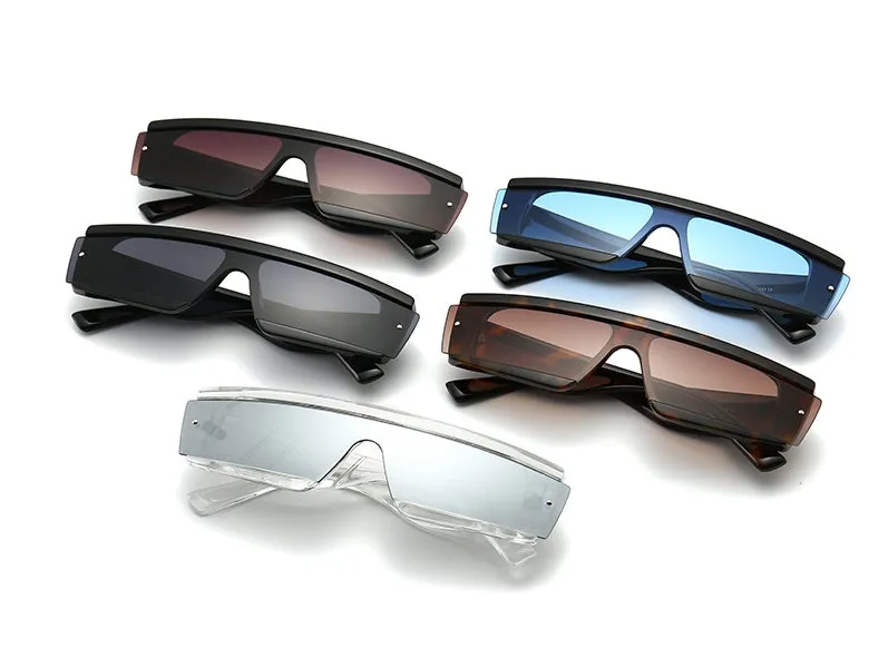 CCspace Unisex Full Rim Square Resin One Lens Steam Punk Frame Sunglasses 46532