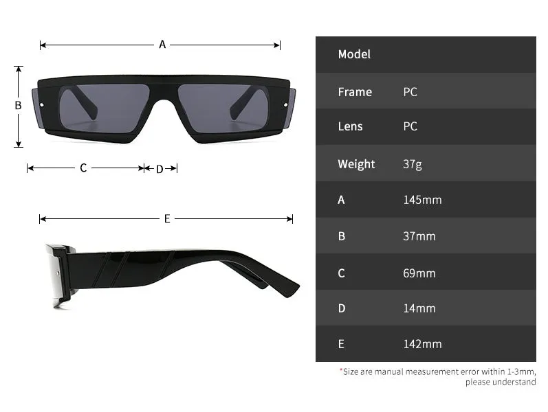 CCspace Unisex Full Rim Square Resin One Lens Steam Punk Frame Sunglasses 46532