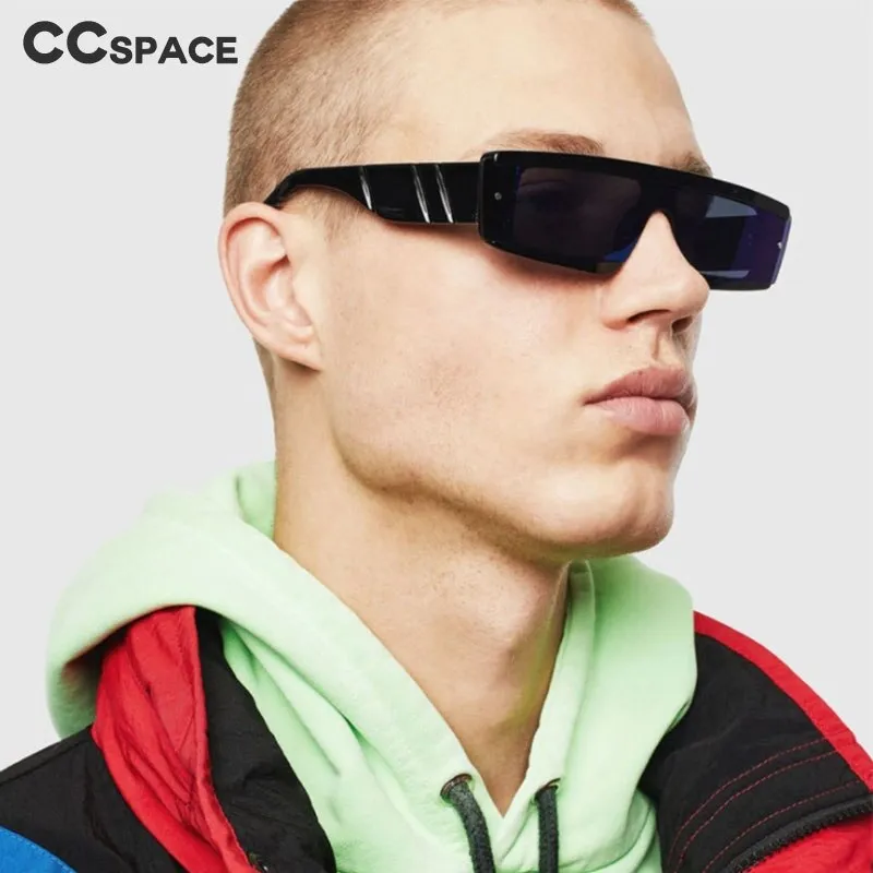 CCspace Unisex Full Rim Square Resin One Lens Steam Punk Frame Sunglasses 46532