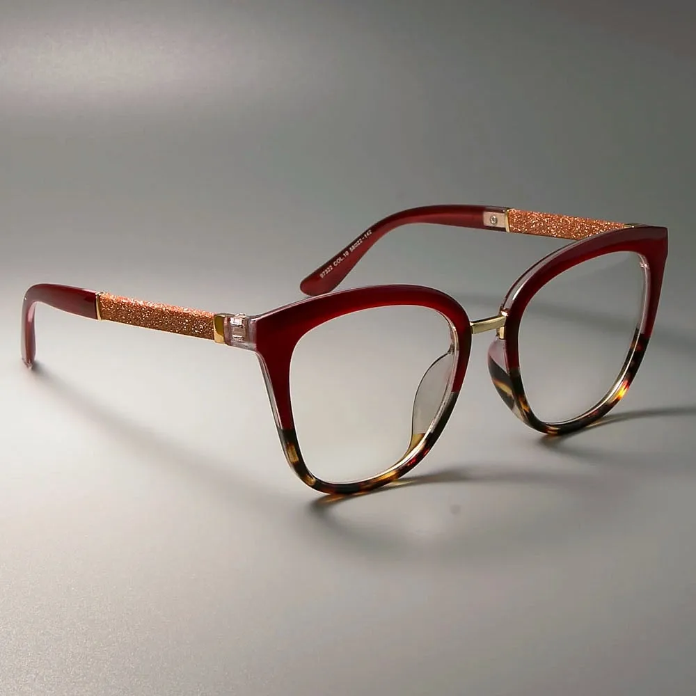 CCspace Women's Full Rim Square Cat Eye Resin Frame Eyeglasses 45074