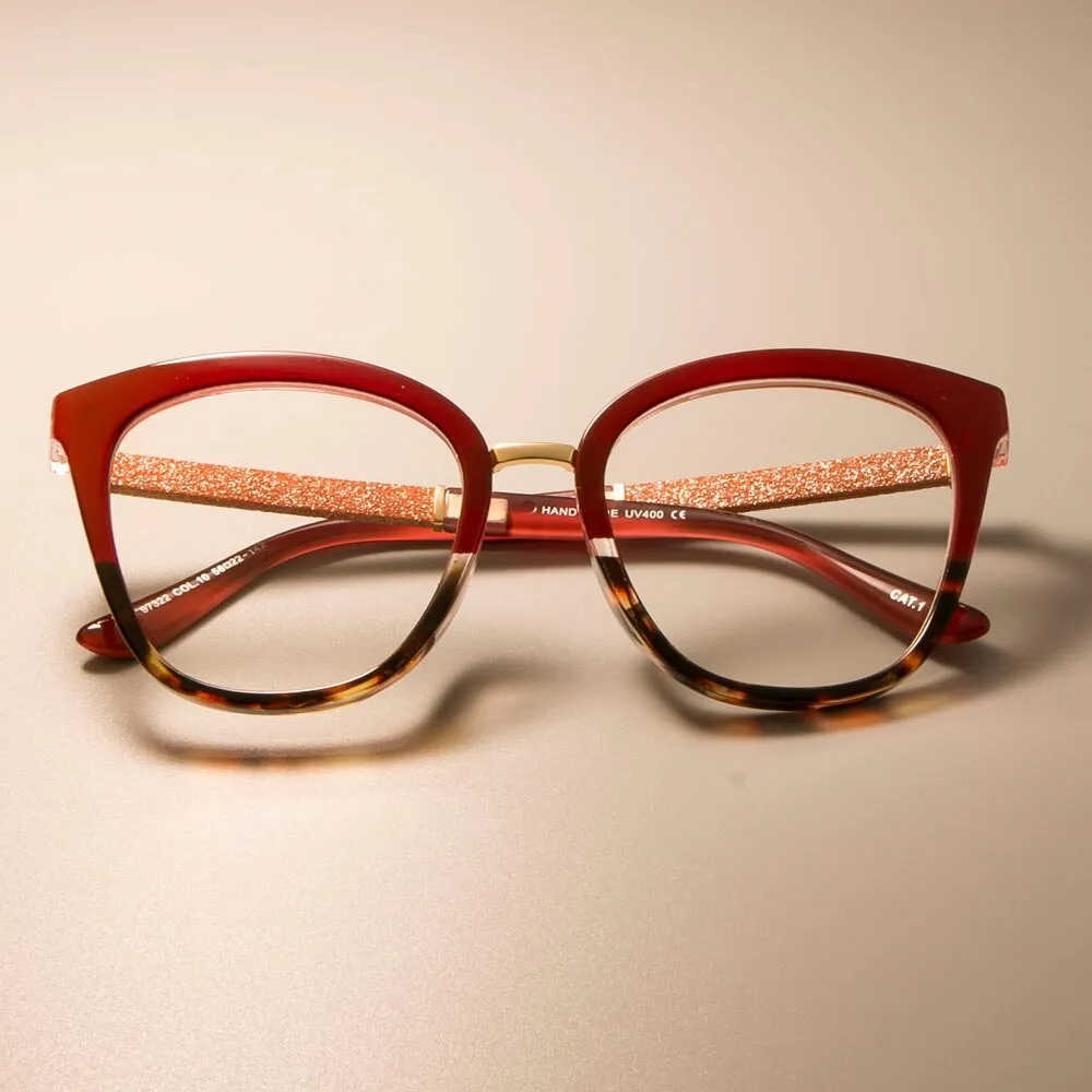 CCspace Women's Full Rim Square Cat Eye Resin Frame Eyeglasses 45074