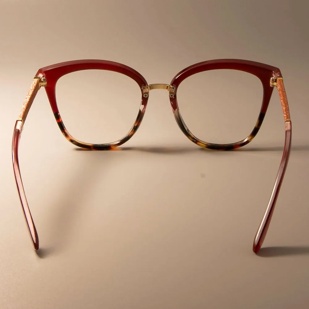 CCspace Women's Full Rim Square Cat Eye Resin Frame Eyeglasses 45074