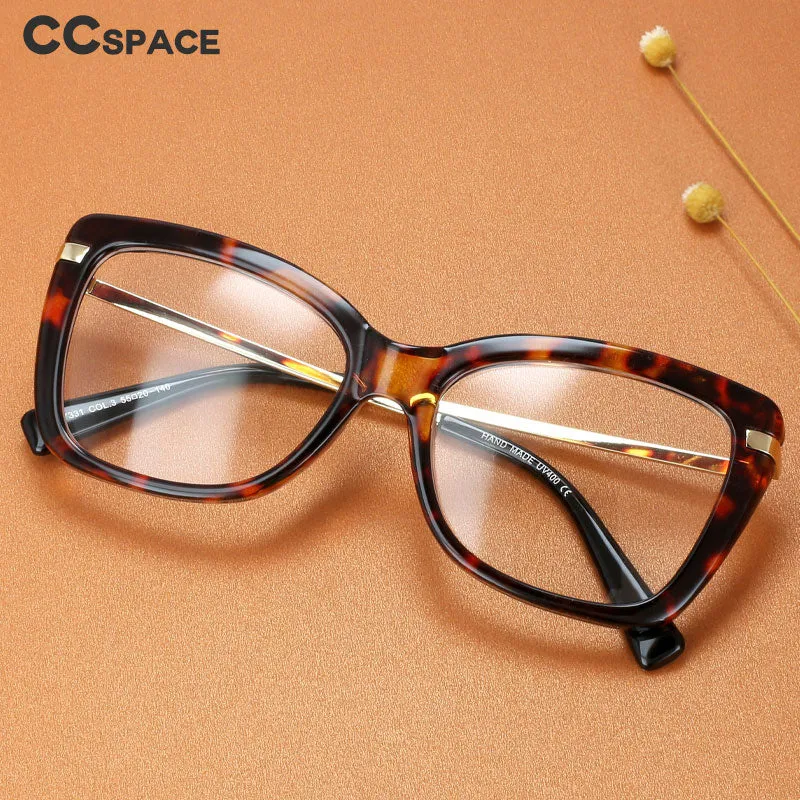 CCspace Women's Full Rim Square Cat Eye Tr 90 Alloy Eyeglasses 45548