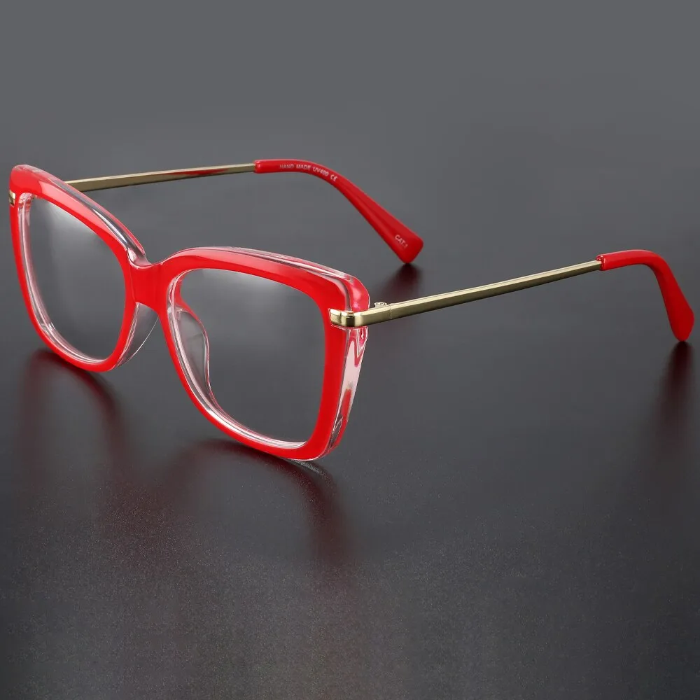 CCspace Women's Full Rim Square Cat Eye Tr 90 Alloy Eyeglasses 45548