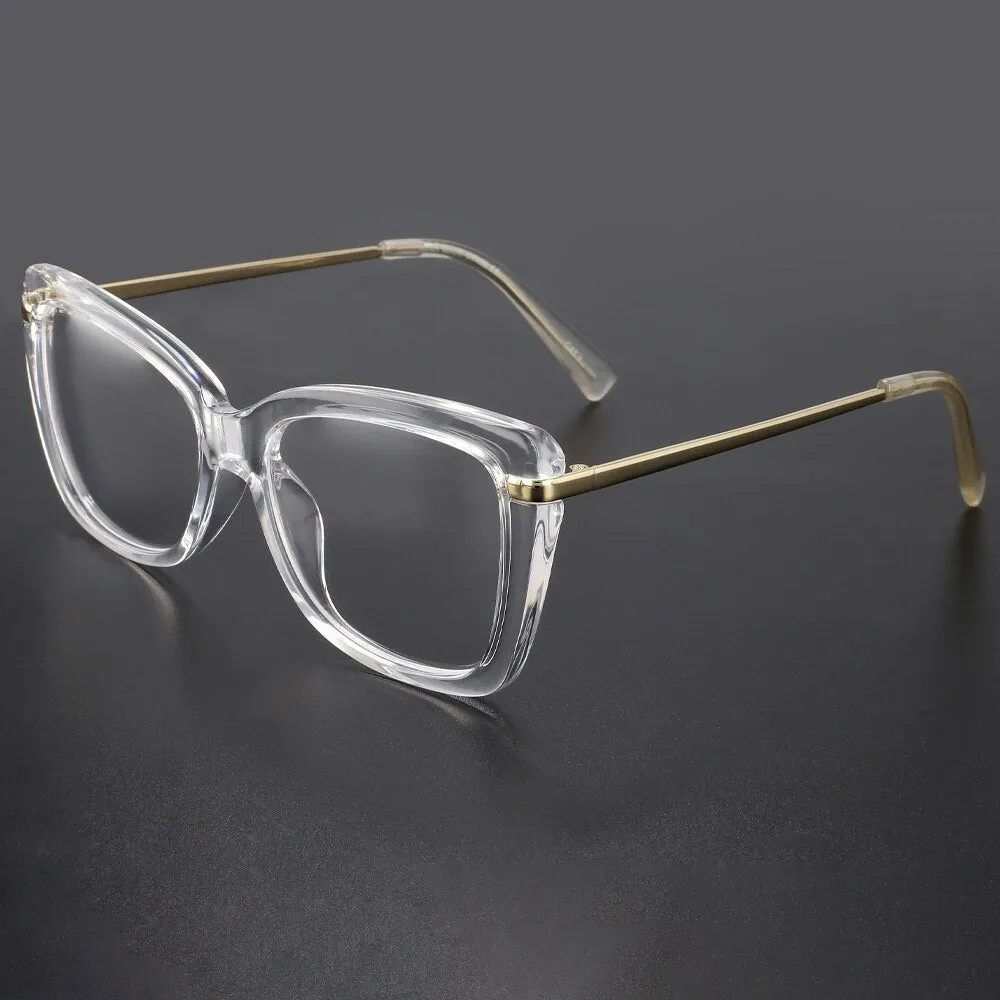 CCspace Women's Full Rim Square Cat Eye Tr 90 Alloy Eyeglasses 45548