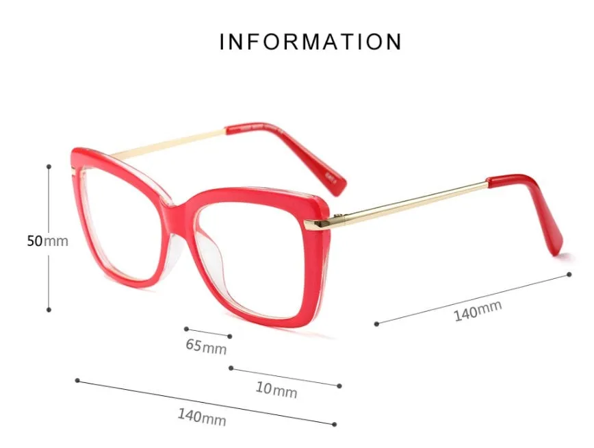 CCspace Women's Full Rim Square Cat Eye Tr 90 Alloy Eyeglasses 45548
