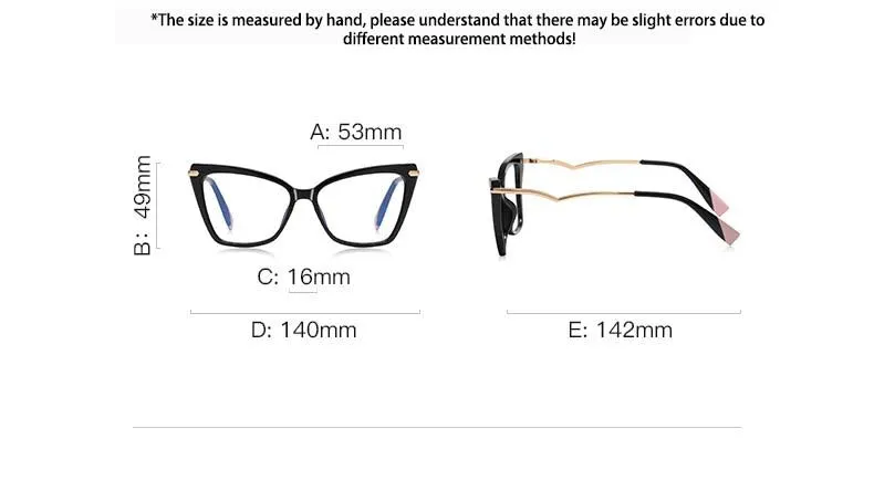 CCspace Women's Full Rim Square Cat Eye Tr 90 Titanium Eyeglasses 53148