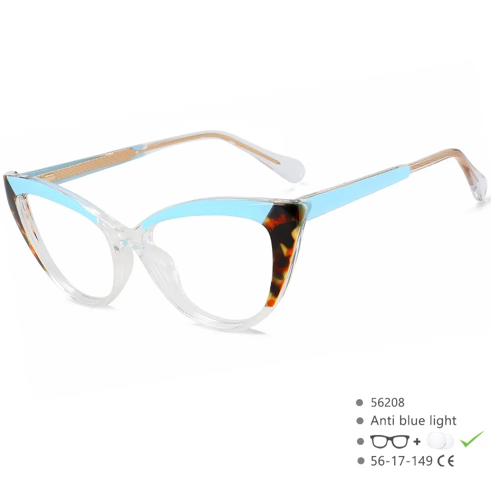 CCspace Women's Full Rim Square Cat Eye Tr 90 Titanium Eyeglasses 56208