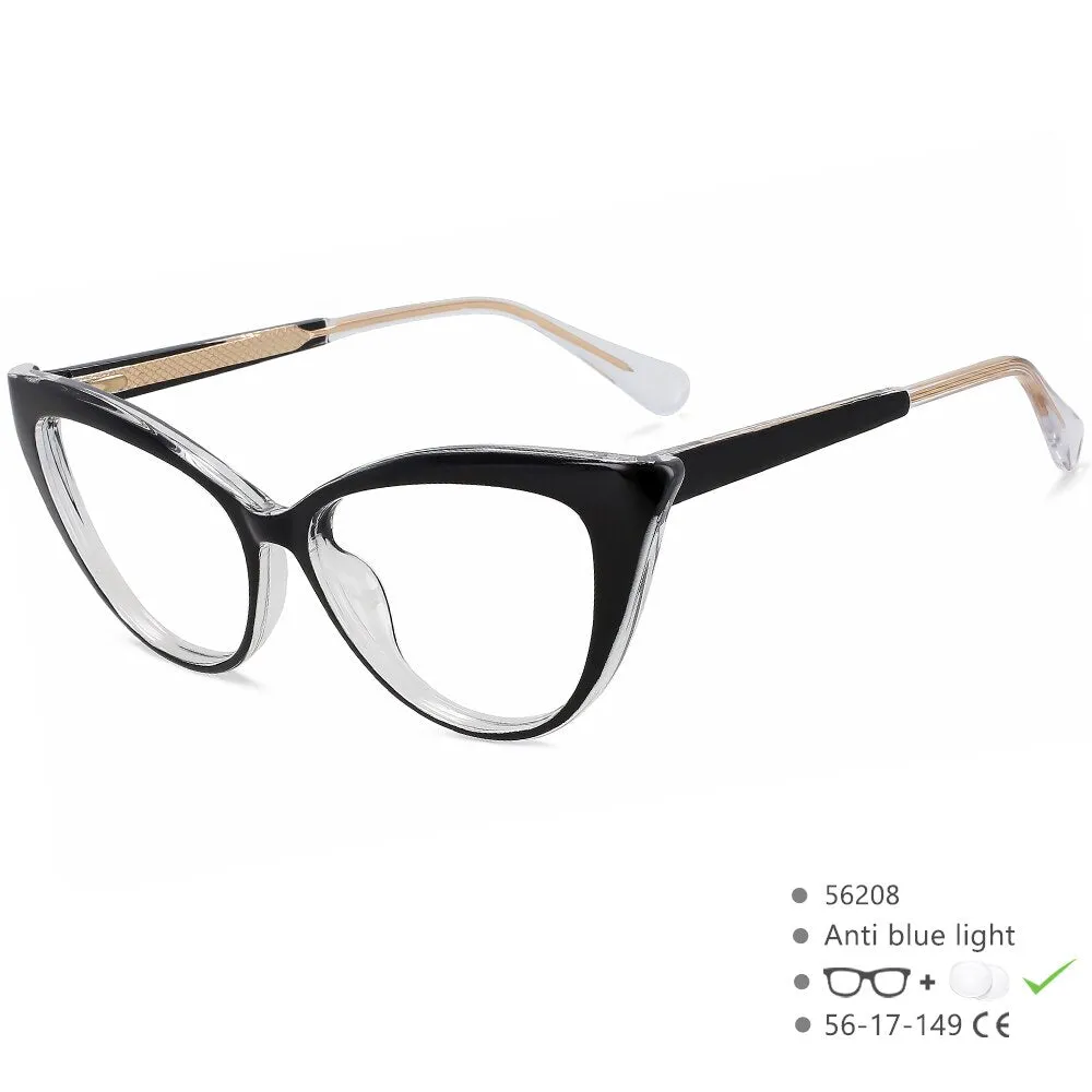 CCspace Women's Full Rim Square Cat Eye Tr 90 Titanium Eyeglasses 56208