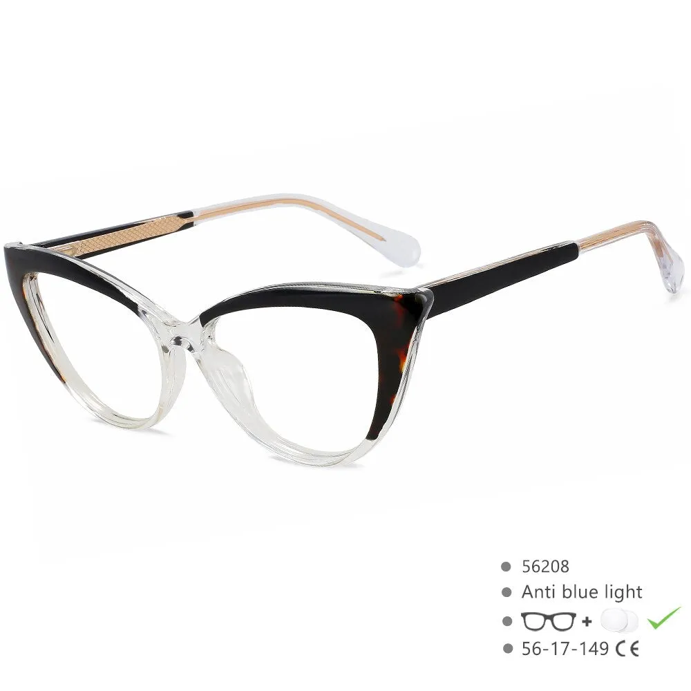 CCspace Women's Full Rim Square Cat Eye Tr 90 Titanium Eyeglasses 56208