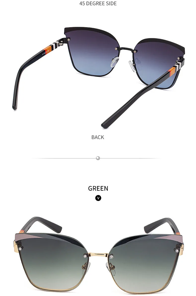 CCspace Women's Rimless Cat Eye Alloy Frame Sunglasses 49123