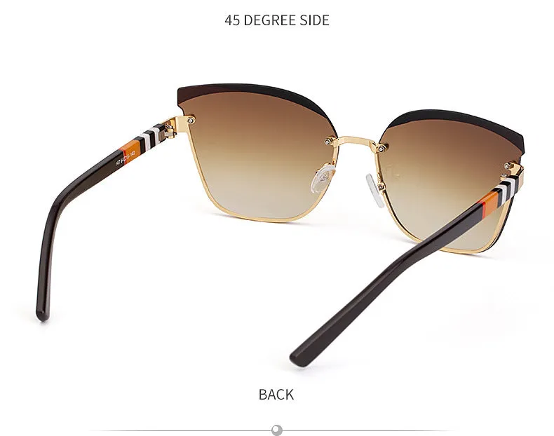 CCspace Women's Rimless Cat Eye Alloy Frame Sunglasses 49123