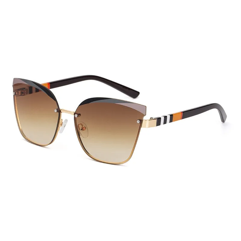 CCspace Women's Rimless Cat Eye Alloy Frame Sunglasses 49123