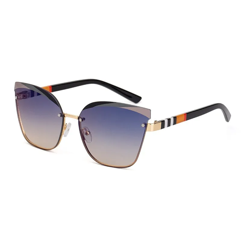 CCspace Women's Rimless Cat Eye Alloy Frame Sunglasses 49123