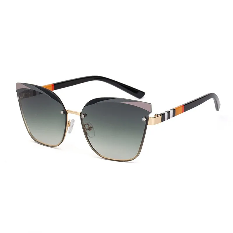 CCspace Women's Rimless Cat Eye Alloy Frame Sunglasses 49123