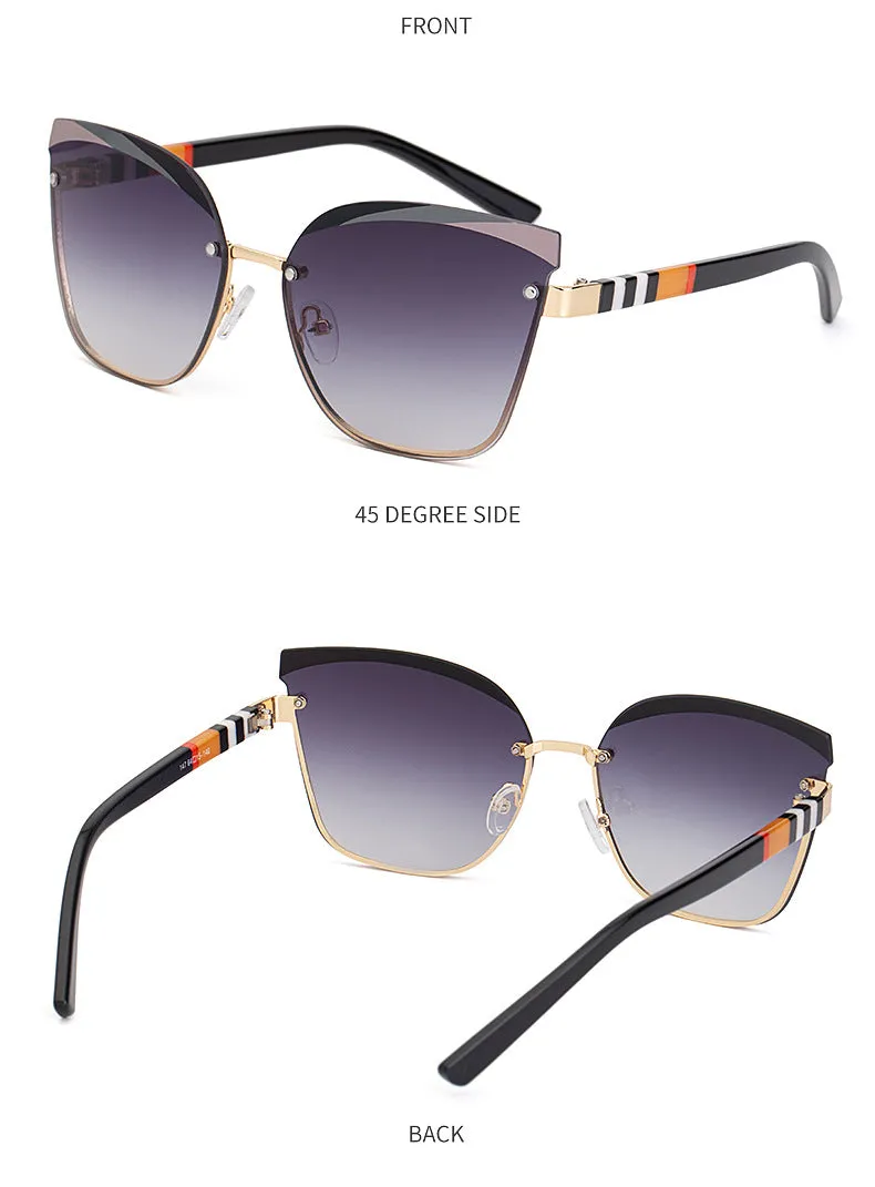 CCspace Women's Rimless Cat Eye Alloy Frame Sunglasses 49123