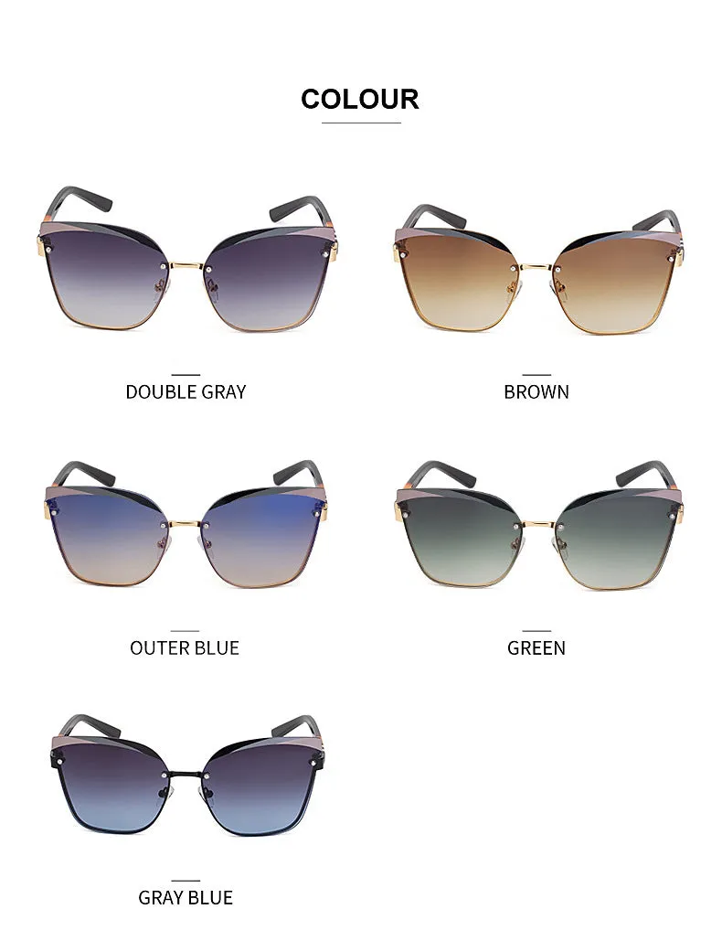 CCspace Women's Rimless Cat Eye Alloy Frame Sunglasses 49123