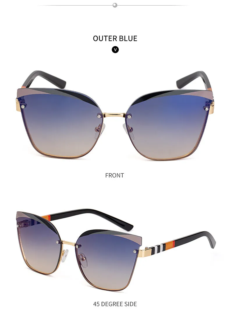 CCspace Women's Rimless Cat Eye Alloy Frame Sunglasses 49123