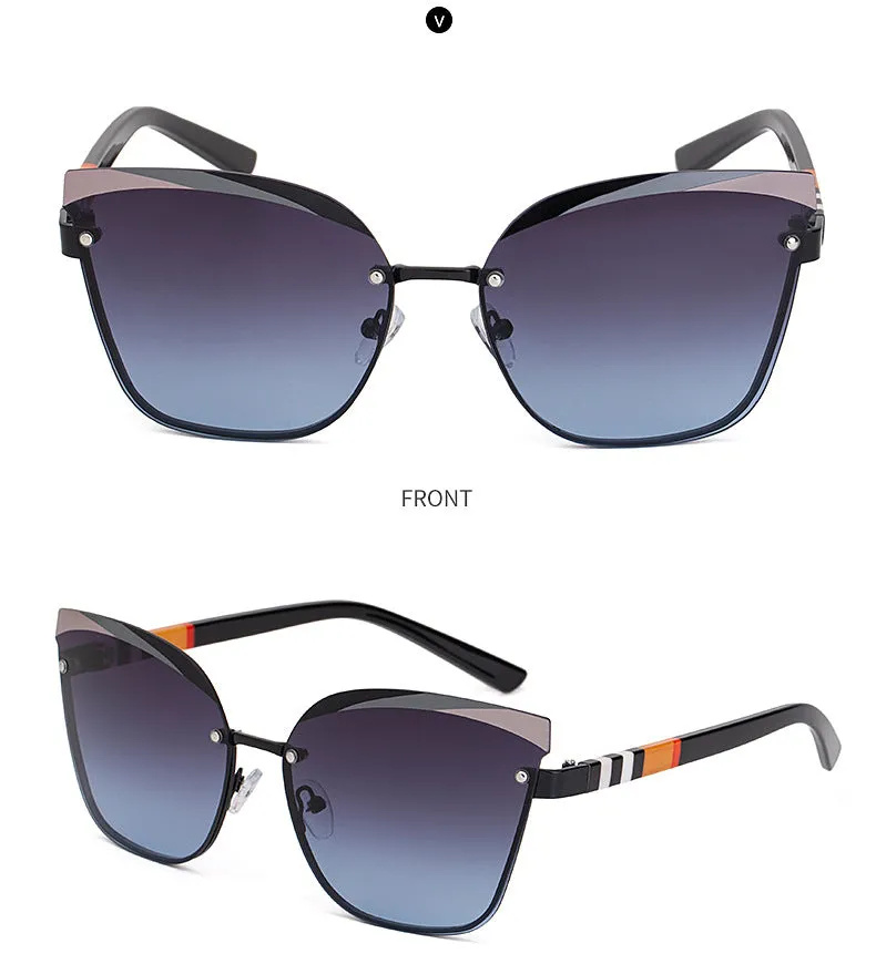 CCspace Women's Rimless Cat Eye Alloy Frame Sunglasses 49123