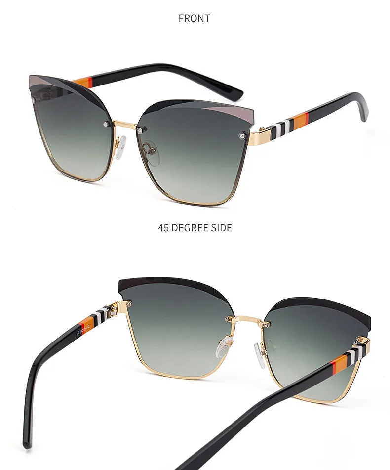 CCspace Women's Rimless Cat Eye Alloy Frame Sunglasses 49123