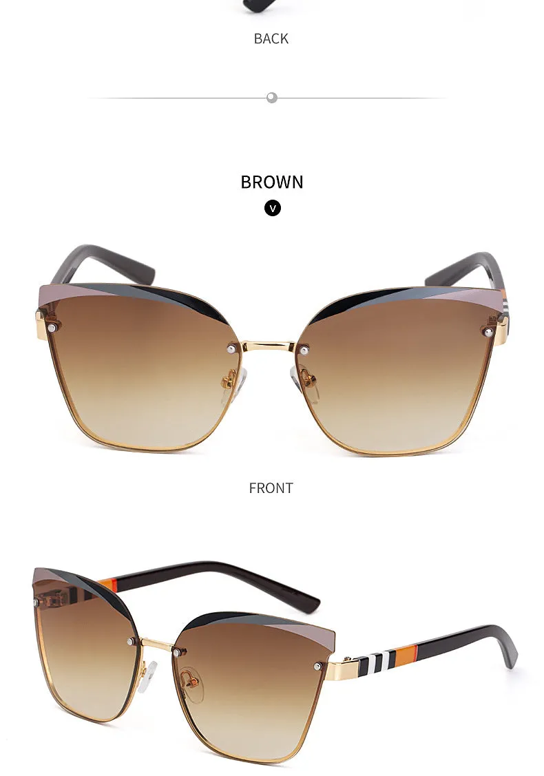 CCspace Women's Rimless Cat Eye Alloy Frame Sunglasses 49123