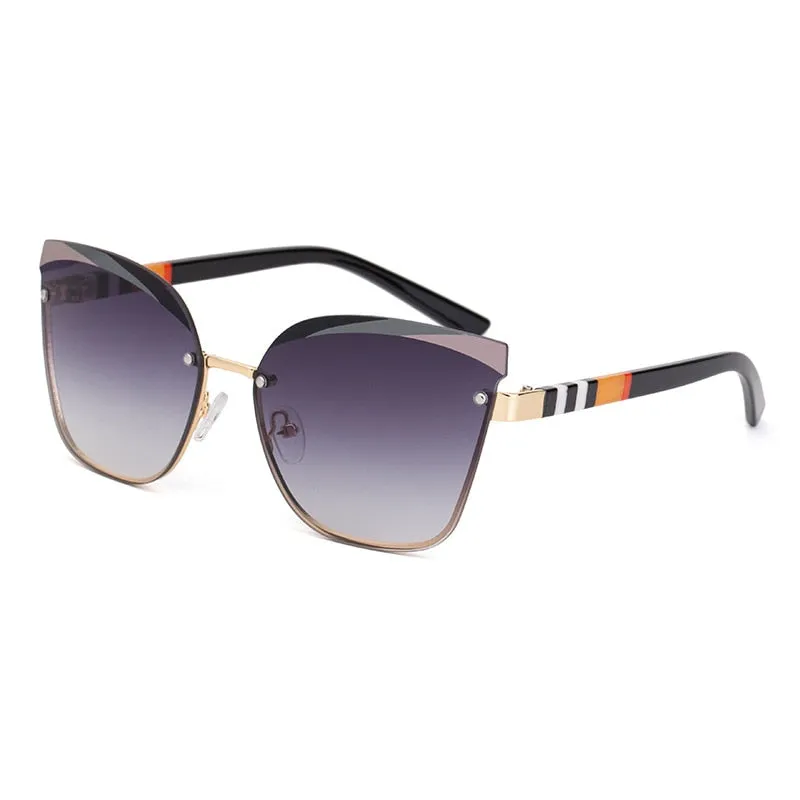 CCspace Women's Rimless Cat Eye Alloy Frame Sunglasses 49123