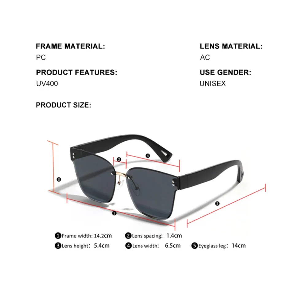 DDDLONG Retro Fashion Y2K Punk Rimless Sunglasses