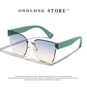 DDDLONG Retro Fashion Y2K Punk Rimless Sunglasses