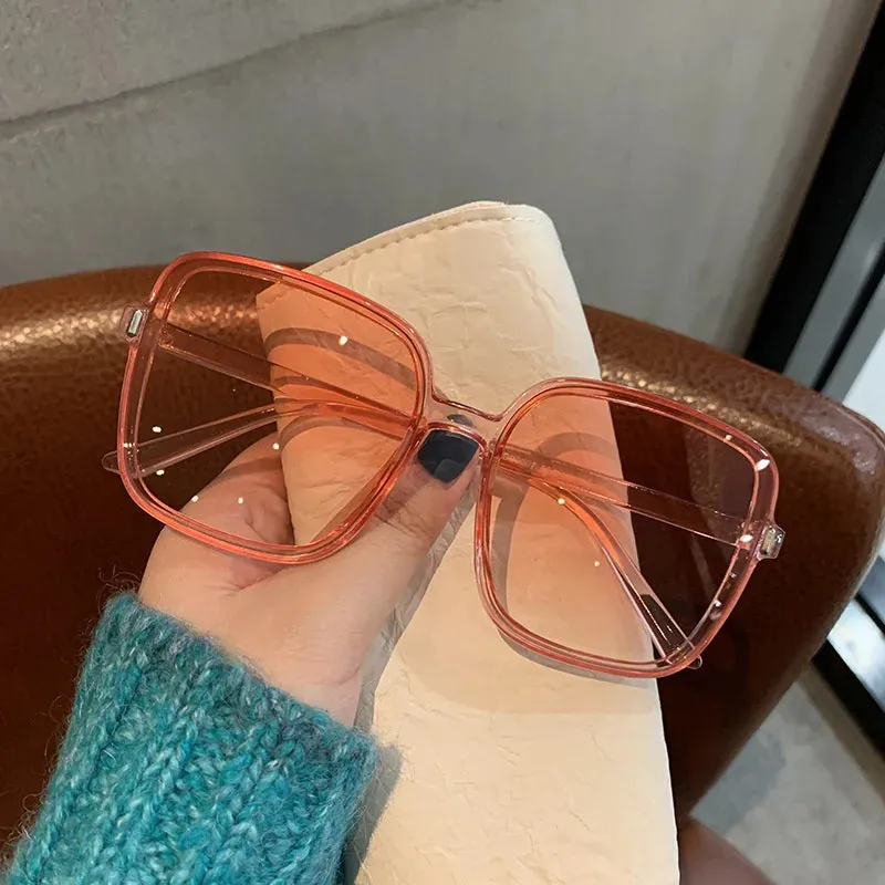 Fashion Designer Square Sunglasses Woman Retro Vintage Gradient
