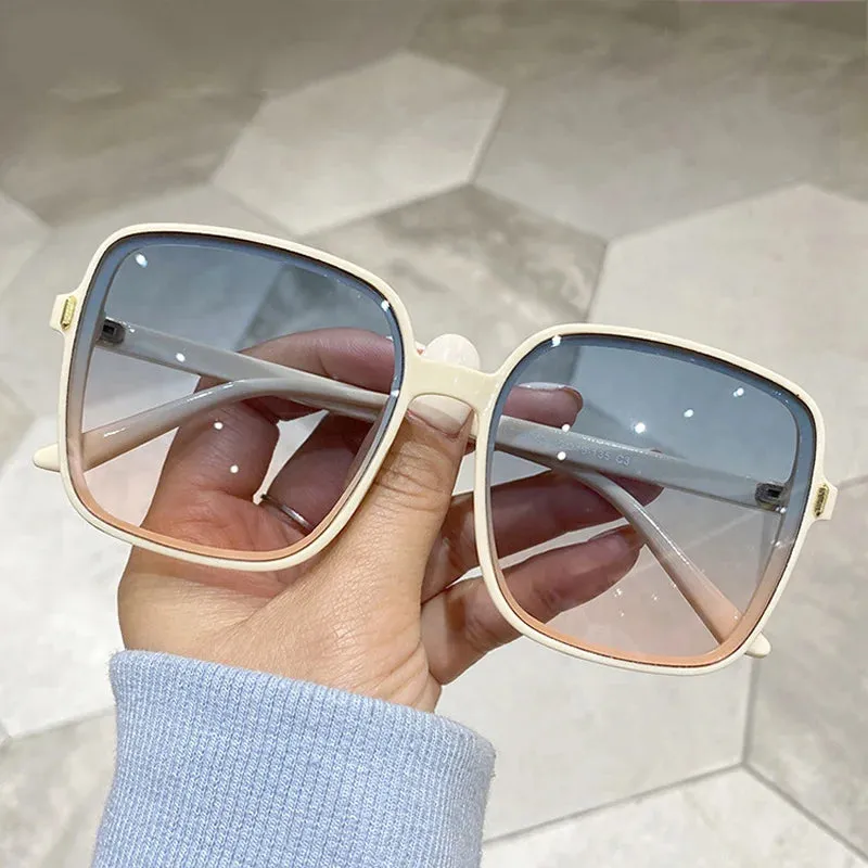Fashion Designer Square Sunglasses Woman Retro Vintage Gradient