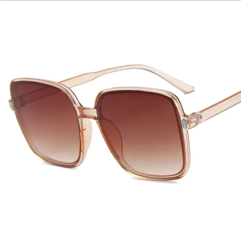 Fashion Designer Square Sunglasses Woman Retro Vintage Gradient