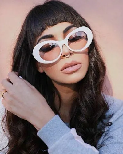 Fashionista White Round Oval Sunglasses