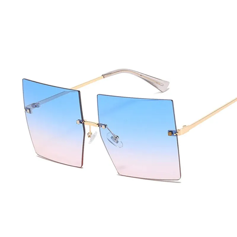 FZ Luxury Oversized Rimless Vintage Square Sunglasses