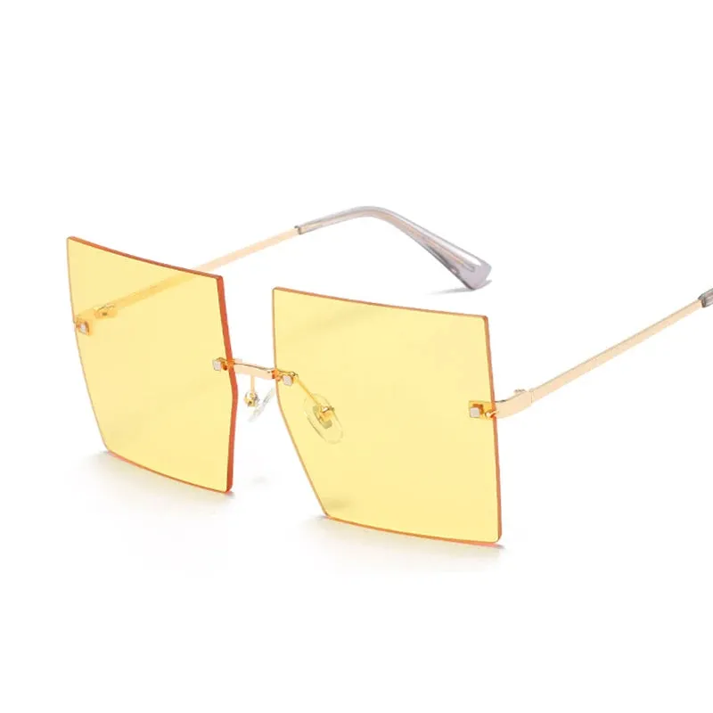FZ Luxury Oversized Rimless Vintage Square Sunglasses