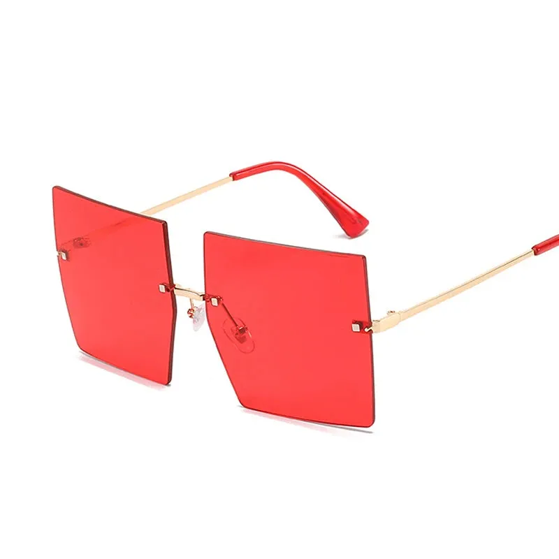 FZ Luxury Oversized Rimless Vintage Square Sunglasses
