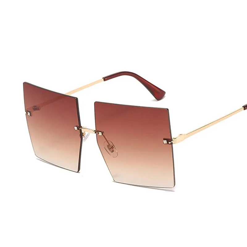 FZ Luxury Oversized Rimless Vintage Square Sunglasses