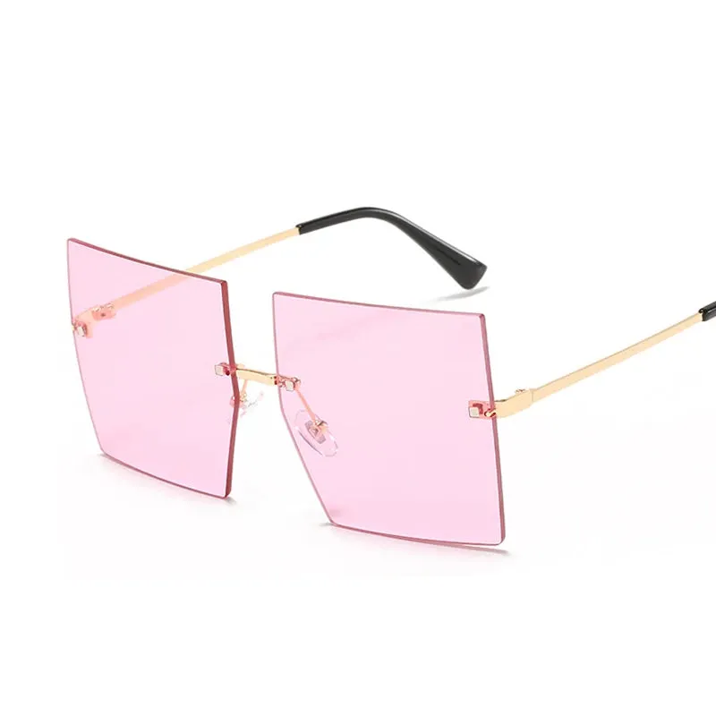 FZ Luxury Oversized Rimless Vintage Square Sunglasses